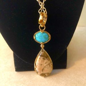 Barse 4 Way Turquoise Jasper Pendant Necklace 29”